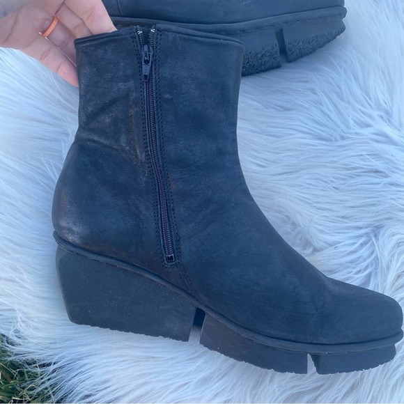 TRIPPEN Blaze Black Side-Zip Wedge Platform Leather Ankle Boots booties 40 EU - Picture 9 of 12